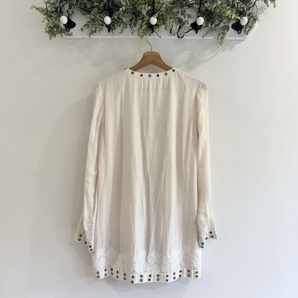 Tularosa Cream Grommet Long Sleeve Dress Small S802 - Picture 3 of 4